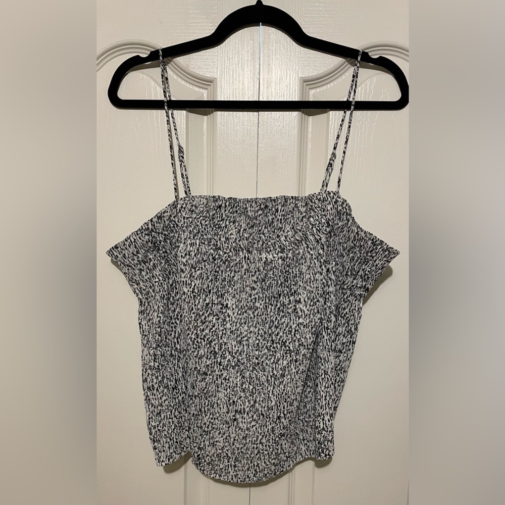 Banana Republic Black and White Smocked Camisole Top
